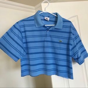 Cute Blue Striped Cropped Lacoste polo